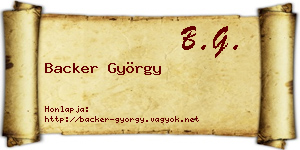 Backer György névjegykártya